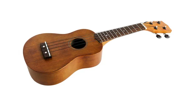 O ukulele marrom no fundo branco, com caminho Clipping — Fotografia de Stock