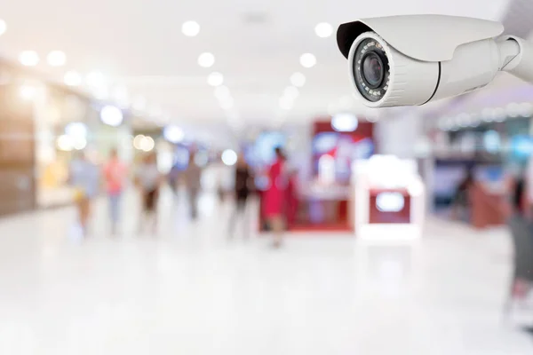 CCTV security with shop store blurry background
