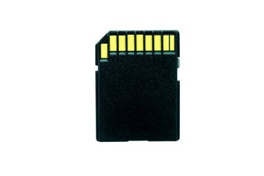 Siyah SD bellek kartı beyaz arka planda izole, kırpma Ile 