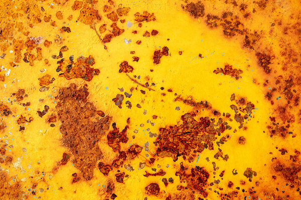 Rusty metal plate or old metal, Yellow steel metal Rust surface texture for background