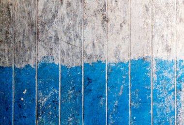 Vintage ahşap tahta, Iki ton renkli mavi ve beyaz boyalı ahşap duvar arka plan veya doku, doğal desen. Boş kopya alanı.