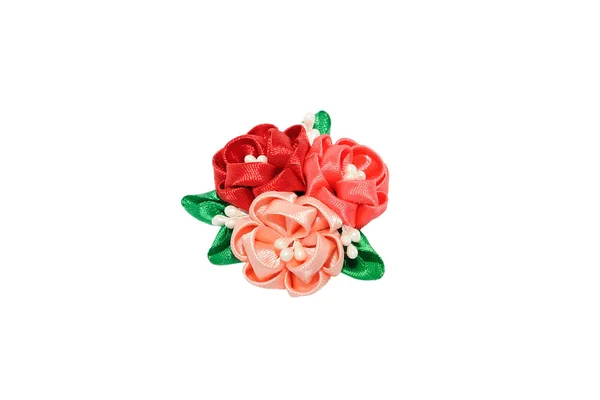 간자시. 빨간, 복숭아, 보라색 인공 꽃에 고립 된 휘트 — 스톡 사진
