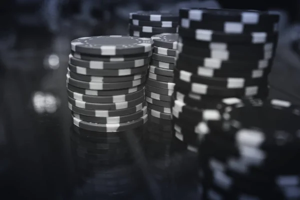 Jeu Poker Set Poker Noir Blanc Avec Effet Monochrome Gros — Photo