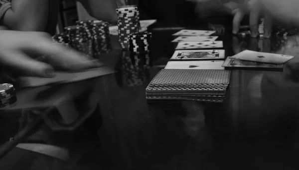 Póker Játék Fekete Fehér Póker Szett Fekete Fehér Hatást Közelről — Stock Fotó