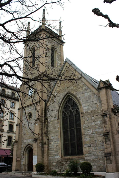 Igreja Suíça Exterior Genebra — Fotografia de Stock