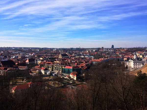 Vilnius city top view from above on spring sunny day