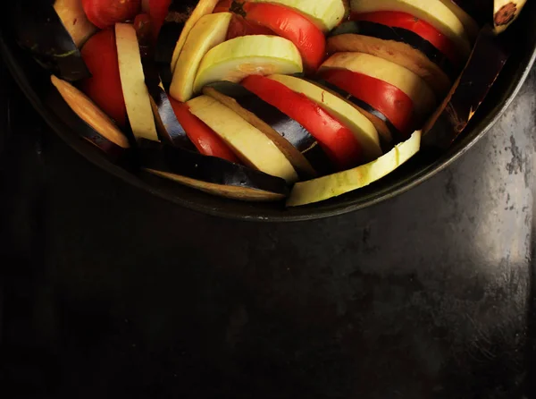 Ratatouille Traditionelles Französisches Provenzalisches Gemüsegericht Das Ofen Gekocht Wird Vegetarische — Stockfoto