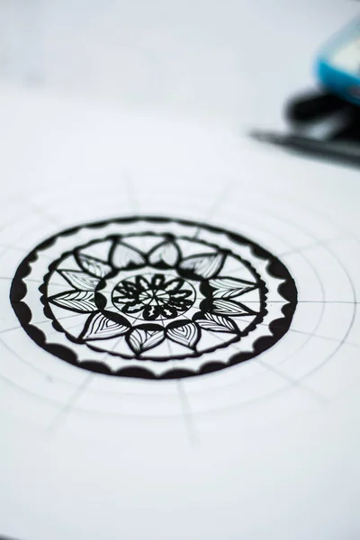 Mandalas Kreslením Výkresů Způsoby Meditace — Stock fotografie