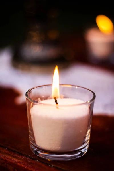 Casamento Interior Paisagem Foto Zona Natureza Flores Buquê Velas Arco — Fotografia de Stock