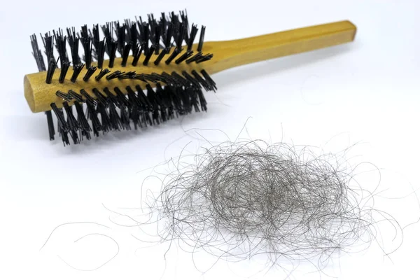 Haarbürste Und Haarbüschel Haarausfall — Stockfoto