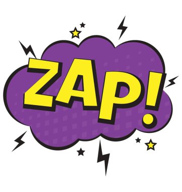 Komik kabarcık bir ifade imha göstermek için kullanılan zap 