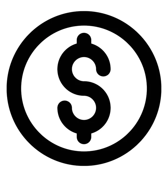 Koło Dolar Lub Znak Dolara Przedstawiający Ikonę Monety Dolara — Wektor stockowy