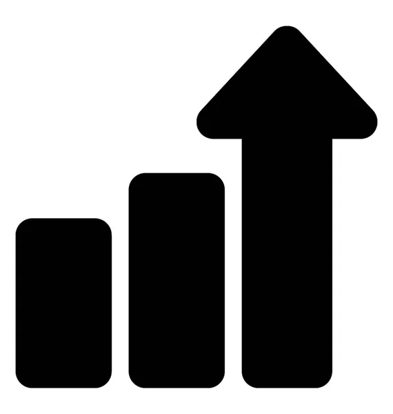 Setas Ícone Sólido Para Cima Mostrando Diagrama Barras Gráfico Crescimento — Vetor de Stock