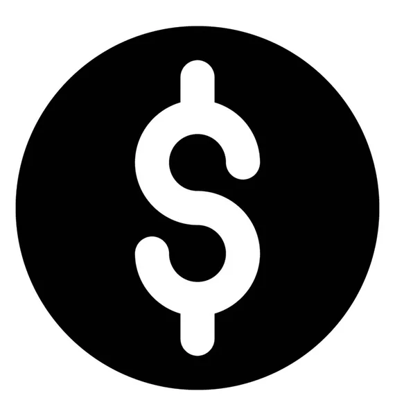 Koło Dolar Lub Znak Dolara Przedstawiający Ikonę Monety Dolara — Wektor stockowy