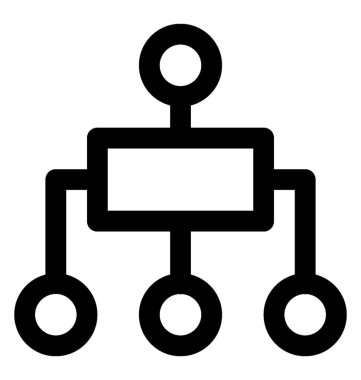 Üç istemci daire ile bağlı bir büyük sunucu daire bu simge hiyerarşik ağ modeli şekillendirme 