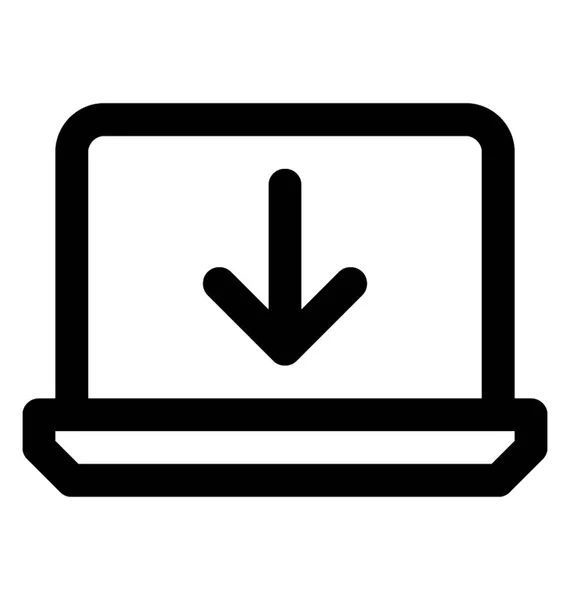 Beneden Pijlsymbool Laptop Scherm Die Aangeeft Downloaden — Stockvector