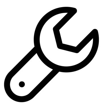 Hilal şekli yerleştirilen uzun bir nokta, İngiliz anahtarı simgesini ifade eden kenar çubuğu 