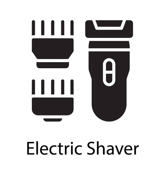 Dispositivo Barbear Com Diferentes Cortadores Lâmina Retratando Barbeador Elétrico —  Vetores de Stock