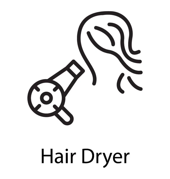 Haartrocknungsprozess Mit Föhn Auf Den Haaren — Stockvektor