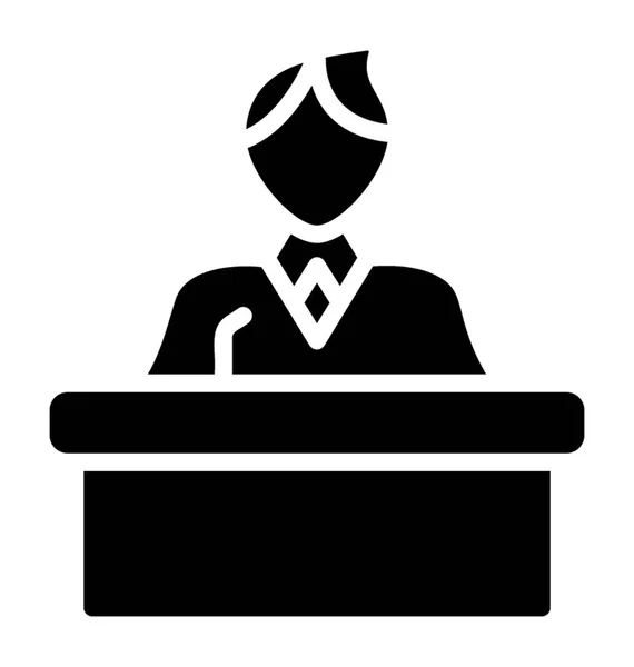 Person Standing Court Desk Showing Sense Court Witness Icon — Stock Vector