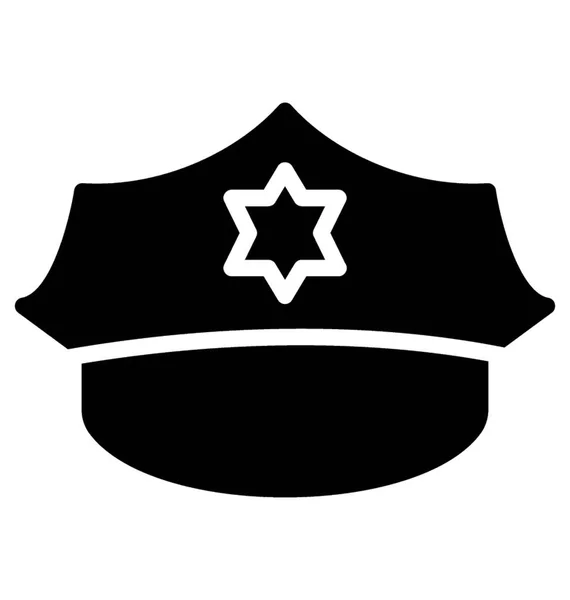 Cap Met Ster Symbool Weergeven Pictogram Voor Politie Cap — Stockvector