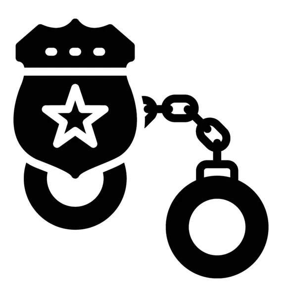 警察キャップと警察手錠のアイコンを示す手錠 — ストックベクタ