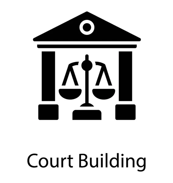 Three Pillars Having Justice Scale Denoting Court Building — Stock Vector