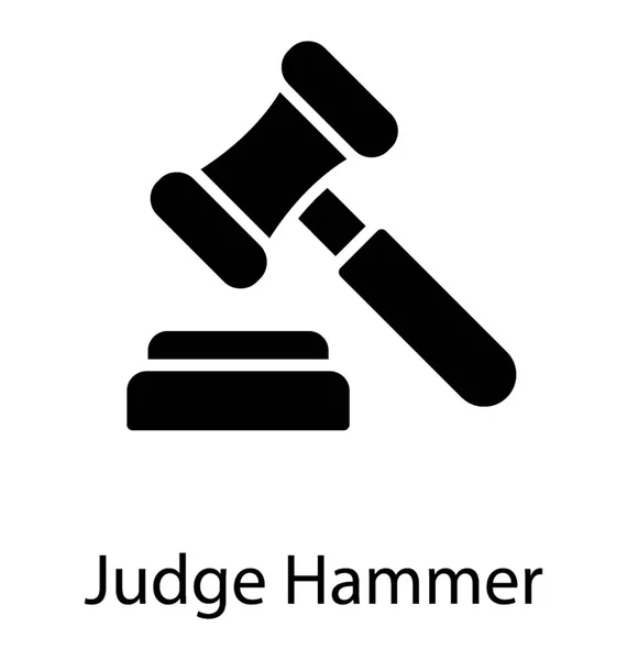 Pictogram Met Hamer Base Gebruikt Gerechten Dat Justitiële Magistratuur Gebruikt — Stockvector