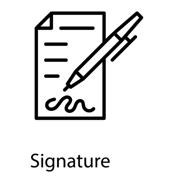 Проект Чернилами Делает Шаблон Подписания Документа Значок Подписи — стоковый вектор