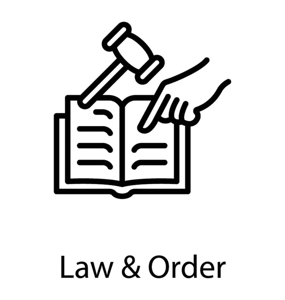 Ein Papier Mit Anordnungen Und Entscheidungshammer Für Recht Und Ordnung — Stockvektor