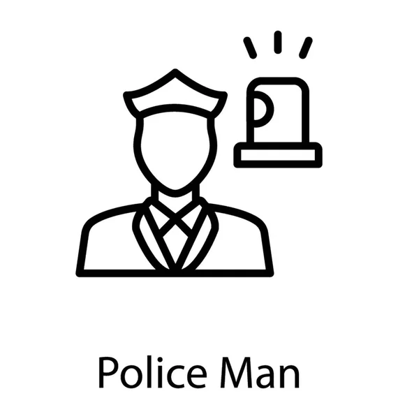 Důstojník Oblečený Uniformě Spolu Policejní Siréna Ikona Snímání Pro Policii — Stockový vektor