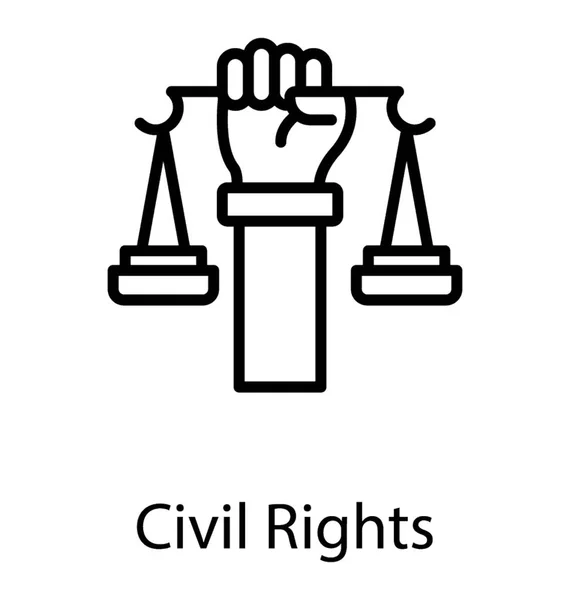 Mão Segurando Escala Justiça Direito Ícone Denotando Direitos Civis —  Vetores de Stock