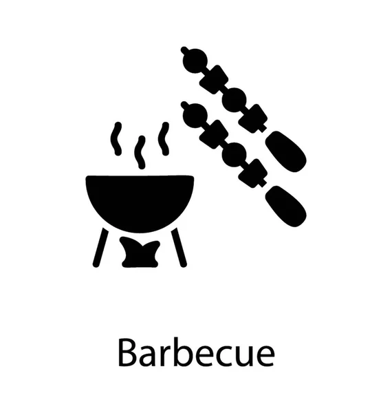 Palitos Carne Sobre Quemador Carbón Que Representa Barbacoa — Vector de stock