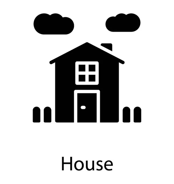 ドアと窓を描いた家のコンセプト住宅 — ストックベクタ