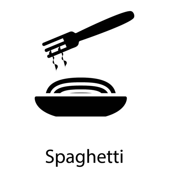 Eine Italienische Küche Auf Einem Teller Mit Spaghetti — Stockvektor