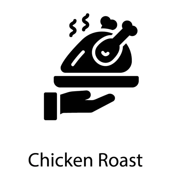 Plato Servicio Que Tiene Gráfico Pollo Que Representa Pollo Asado — Vector de stock