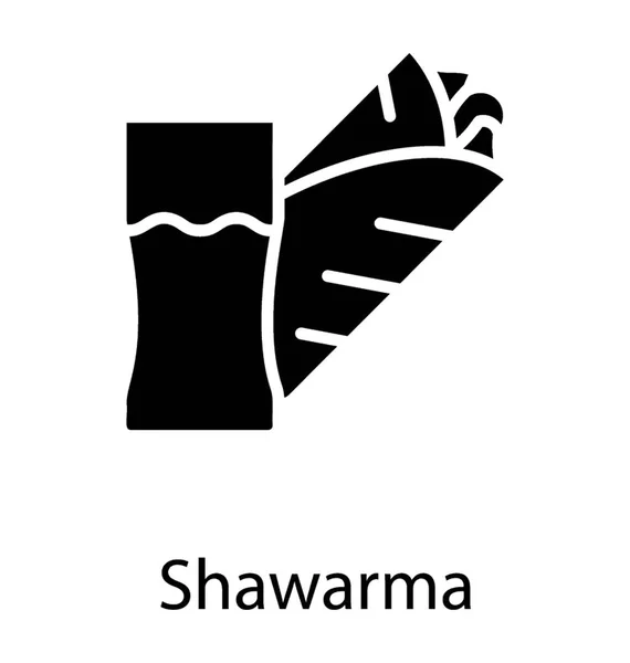 Panecillo Lleno Pollo Que Caracteriza Shawarma — Vector de stock