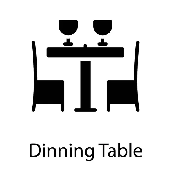 Розташований Стіл Стільцями Посудом Представляє Обідній Стіл Двох Осіб — стоковий вектор