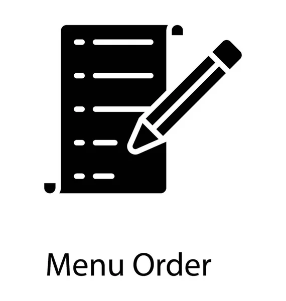 Paper Draft Pencil Symbolizing Menu Order — Stock Vector