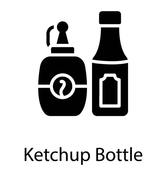 Recipientes Plástico Com Tampa Representando Frasco Ketchup — Vetor de Stock