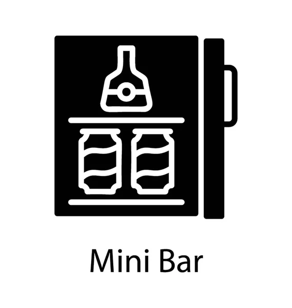 Quarto Frigorífico Com Bebidas Comestíveis Dentro Retratando Mini Bar — Vetor de Stock