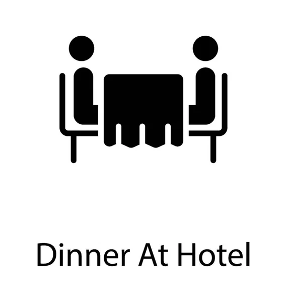 Mesa Comedor Arreglada Con Pareja Sentada Conceptualizando Cena Hotel — Vector de stock