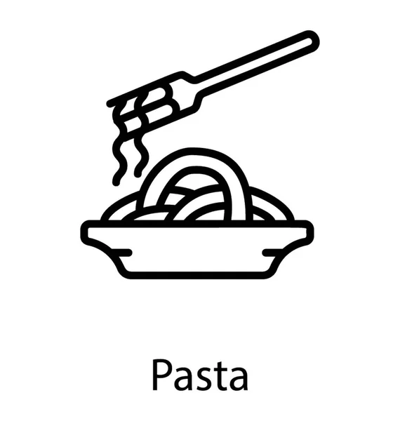 麺パスタを描いたプレート形で伝統的なイタリア料理 — ストックベクタ