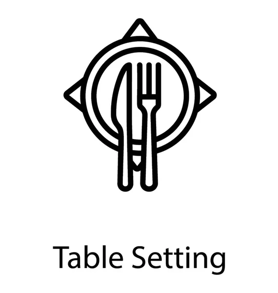Arrangiertes Besteck Auf Einem Tisch Mit Tischdekoration — Stockvektor