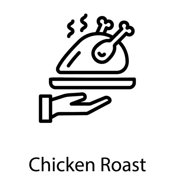 Ένα Πιάτο Υπηρεσία Έχοντας Γραφικών Κοτόπουλο Ψητό Κοτόπουλο — Διανυσματικό Αρχείο