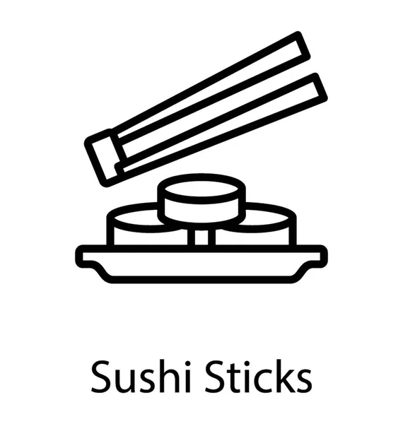 Chinese Cuisine Having Fish Chopsticks Depicting Sushi Sticks — Stock Vector