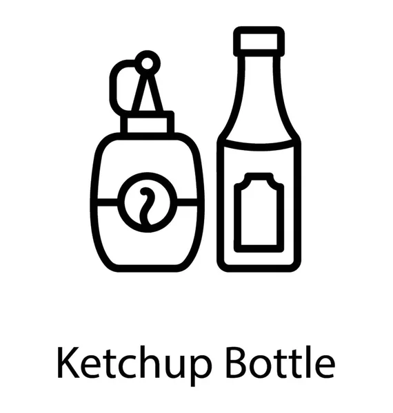 Envases Plástico Con Tapa Que Representa Botella Ketchup — Vector de stock