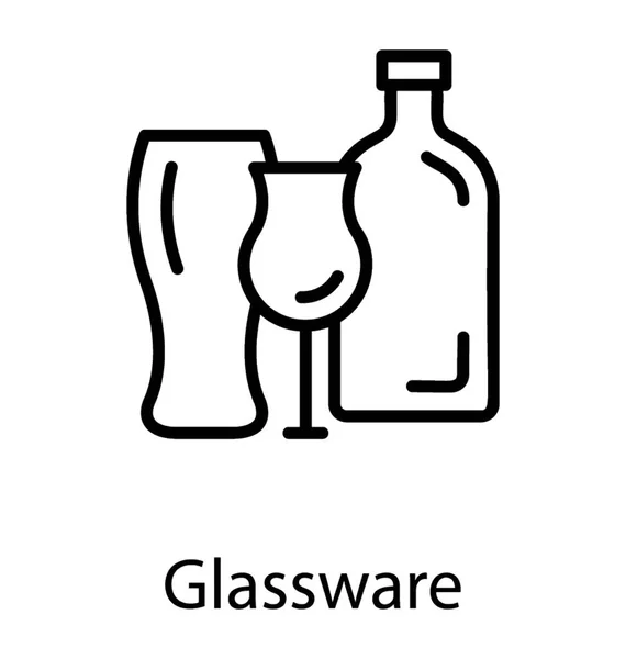 Vasos Vidro Diferentes Ícone Que Descreve Vidraria — Vetor de Stock
