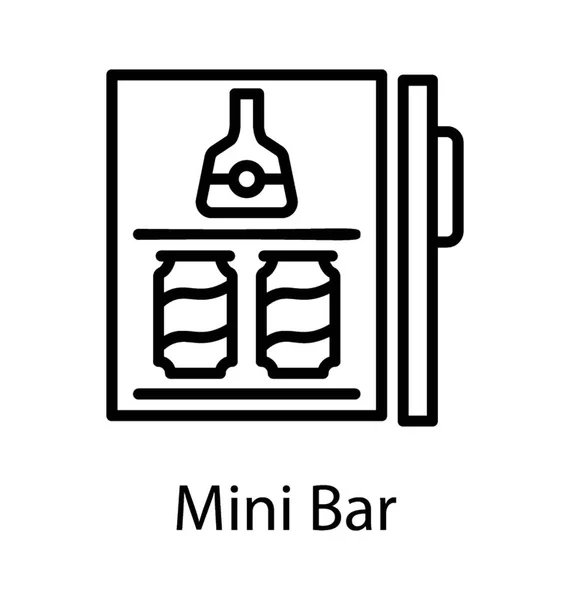 Quarto Frigorífico Com Bebidas Comestíveis Dentro Retratando Mini Bar — Vetor de Stock