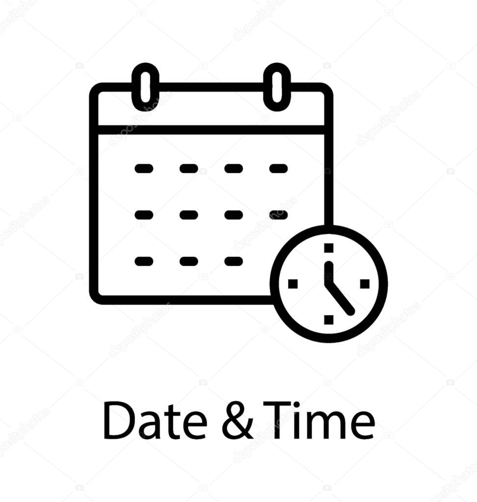 A tale calendar with clock showing the concept of date and time 